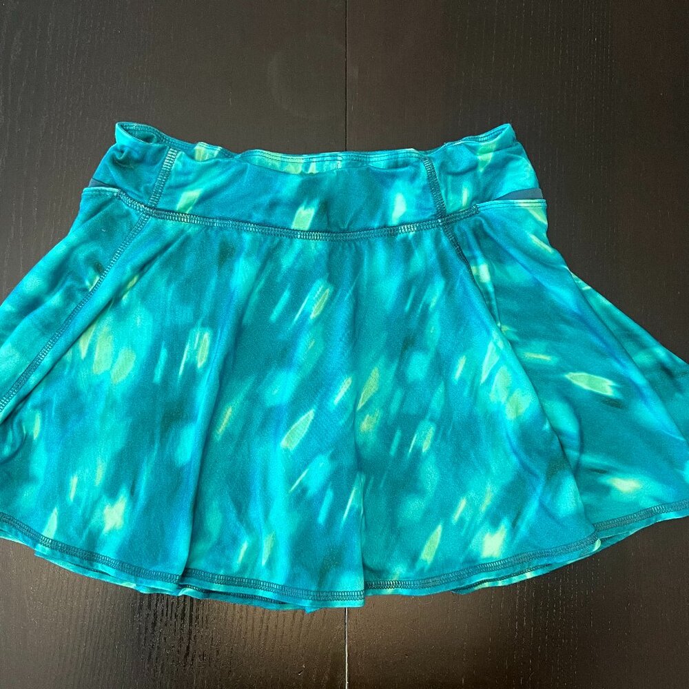 All In Motion Girls Size L (10/12) Skirt Skort Blue/Green Watercolor Print